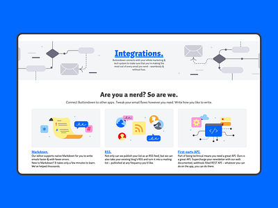 Buttondown Product Illustrations p.3 art blog brand branding character colorful design email flat icons illustration illustrator newsletter product set website writing