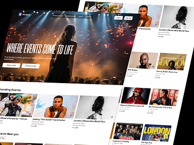 Nevent Website design booking system design event booking website event management event platform ui ticketing website ux for events web app ui