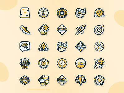 👟 RunMate Fitness App – Badges, medals and pictograms achievement activity badge branding design fitness graphic design icon icon set illustration medal mobile app pictogram run sport ui vector visual identity