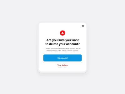 Account deletion confirmation modal component delete modal product design ui