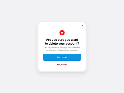 Account deletion confirmation modal component delete modal product design ui