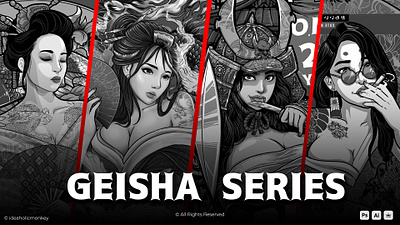 GEISHA SERIES ILLUSTRATION art artboard artist artwork clothing collection cool design digital geisha graphic design illustration japanese japaneseshirt samurai series tshirt vector woman