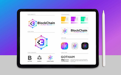 Blockchine B letter logo echnology logo and brand style guide best tech logo blockchine blockchine b letter brand logo brand style guide branding cryoto logo crypto wallet logo logo design minimalist logo mordern logo tech b logo tech logo