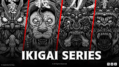 IKIGAI SERIES ILLUSTRATION animal animals art artboard artist artwork commission design digital drawing graphic design illustration illustrator japanese photoshop project series tshirt