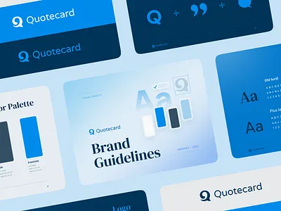Quotecard Brand Guidelines preview blue brand brand design brand guidelines branding branding design color color palette cool graphic design illustration logo logo design neutral typography visual brand identity visual design visual identity visual identity design