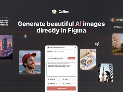 Introducing: Calino - AI Image Generator for Figma ai ai art ai image ai image generation ai photos artificial intelligence creative tools design tools figma figma plugin generative ai image generation openai photos plugin productivity stock photos ui user interface visual design