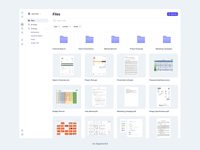 File Manager Dashboard UI admin panel