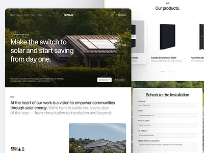 Terava - Solar Panel Landing Page appointment bioenergy booking clean energy form green energy landing page modern renewable energy solar energy solar panel solar power solar website website design