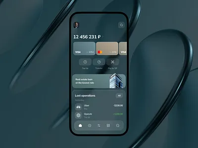 Liquid Glass Finance App UI mobile banking