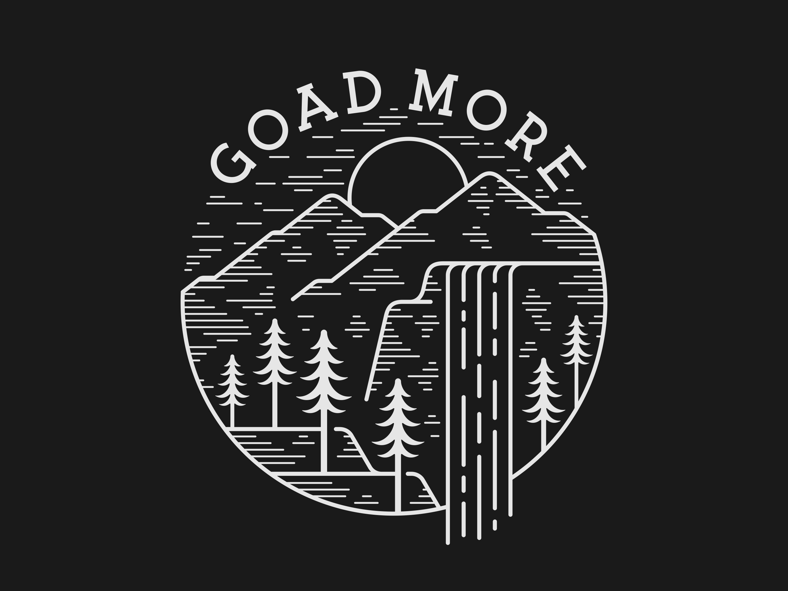 Goodmore illustration line art adventure apparel branding camping cliff design graphic design hiking illustration line art logo monoline mountain outdoor retro trail tree vector waterfalls