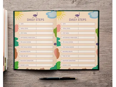 Daily Steps Planner KDP Interior art book daily planner decorative design kdp interior pages steps planner