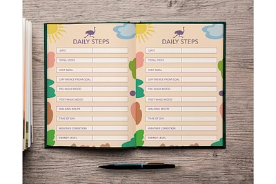 Daily Steps Planner KDP Interior art book daily planner decorative design kdp interior pages steps planner