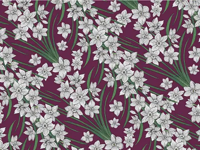 Paperwhites Flower Pattern flowers illustration paperwhites pattern