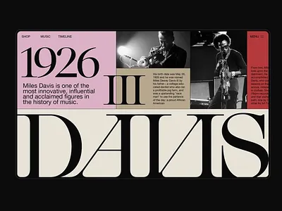 Miles Davis Tribute - Interactive Timeline Web UI classic colorful design meaningful miles davis music musician slide typo typographic design typography ui ui design user user interface ux ux design ux ui web