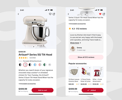 Daily UI Challenge #012 — Ecommerce Product Page app branding dailyui design ecommerce graphic design kitchenaid mobile ui
