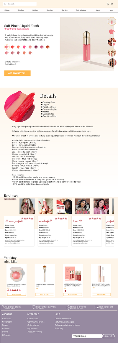 Beauty product page animation app design graphic design illustration typography ui vector