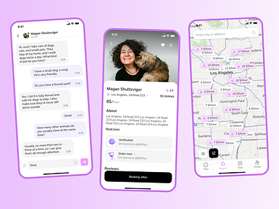 Pet Sitting App — Find Trusted Sitters & Chat Instantly appdesign bookingapp chatui cleanui mobileapp petcare petlovers petsitting productdesign ui uidesign userinterface