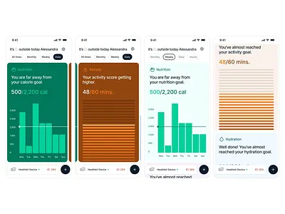 Daily Wellness Tracker App UI app app design application design data data tracker design fitness fitness app habit tracker health health app infographics ui ui design ux ux design ux ui well being wellness