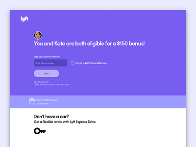 Lyft Driver Web Referral Landing Page Experiment award bonus dog driver earn experiment express friend friends growth landing lyft marketing referral referrals reward rideshare test web website