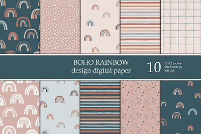 Cute Baby Boho Pattern Digital paper pack 3d animation graphic design motion graphics