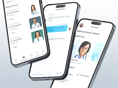 My Health App – Appointment & Messaging UI appointmentapp cleanui designinspiration digitalhealth doctor app doctorapp ehealth health app healthapp healthcare ux healthcareui healthtech medicalapp minimalui mobiledesign neumorphism telemedicine ui