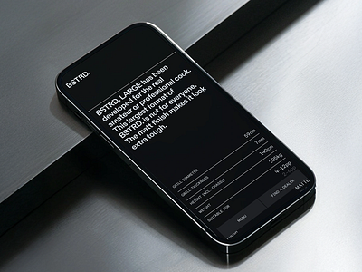 Industrial Product Showcase App Design clean interface functional ux high contrast industrial ui luxury product minimalist app mobile interface mobile screen modern visuals performance design product specs structured content tech branding typography ui ui components ui design ux design ux layout