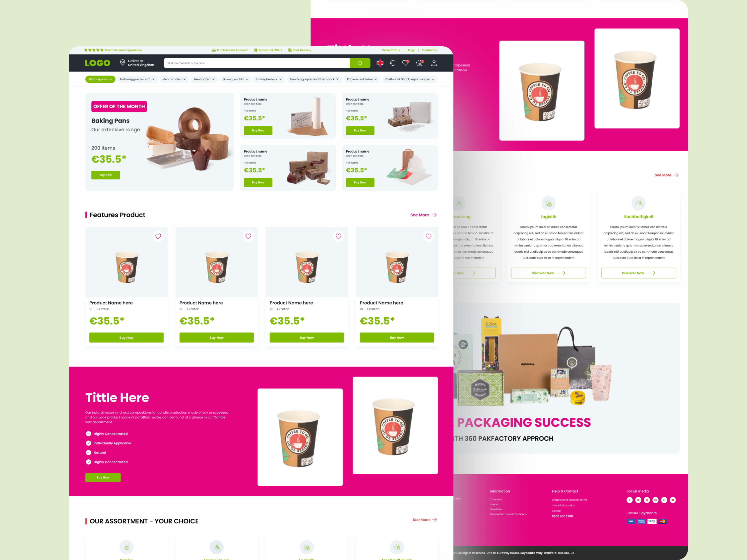 Packaging Ecommerce Website Design figma web design modern website ui packaging website ui product page design shopping website ux ui ux design web design