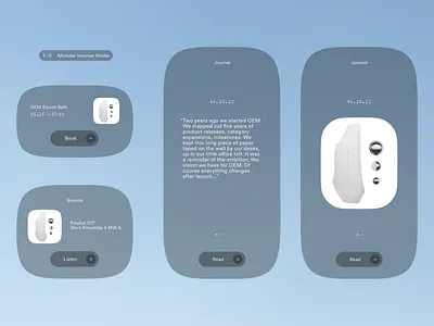 Mindful Product Experience UI Design audio integration calm layout content flow digital ritual editorial ui elegant interface immersive ui interactive card lifestyle app mindful interface modern minimalism product feature product storytelling rounded corners sound session ui design user serenity ux clarity ux design wellness design