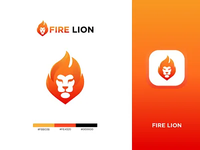 Lion Fire logo design business logo fire logo lion face logo lion fire logo lion logo minimalist logo modern logo tech logo website logo