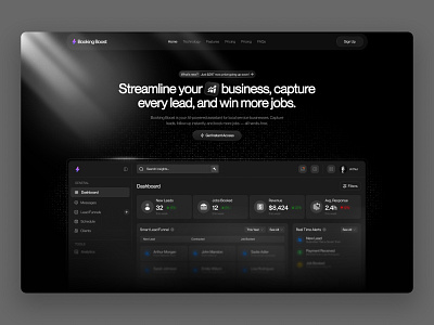 Business Automation SaaS Hero ai app automation business clean clean ui dashboard design dribbble bes shot gradient header hero interaction leads light minimal saas ui ux web app