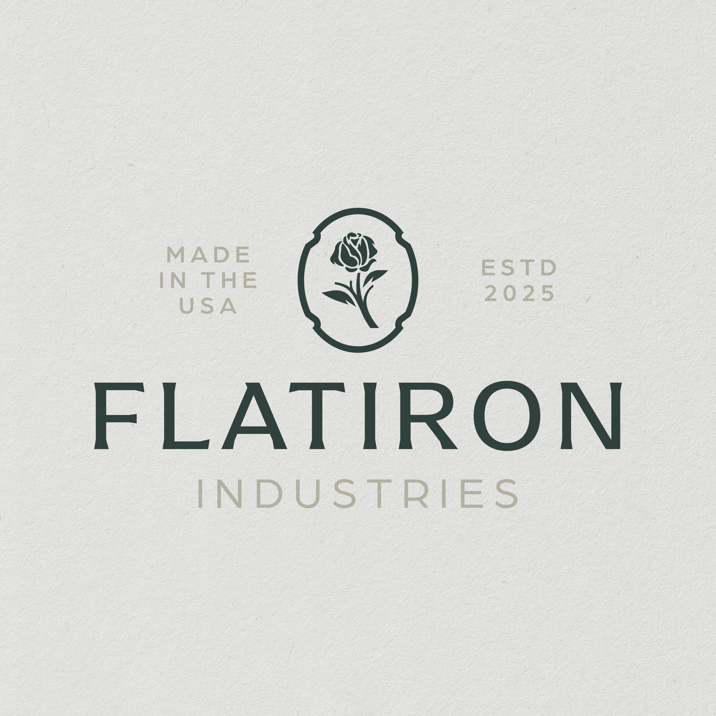 Flatiron Industries Branding Concept, 2024 badge brand identity branding etched flatiron flower homewares illustration logo design nyc rose vintage
