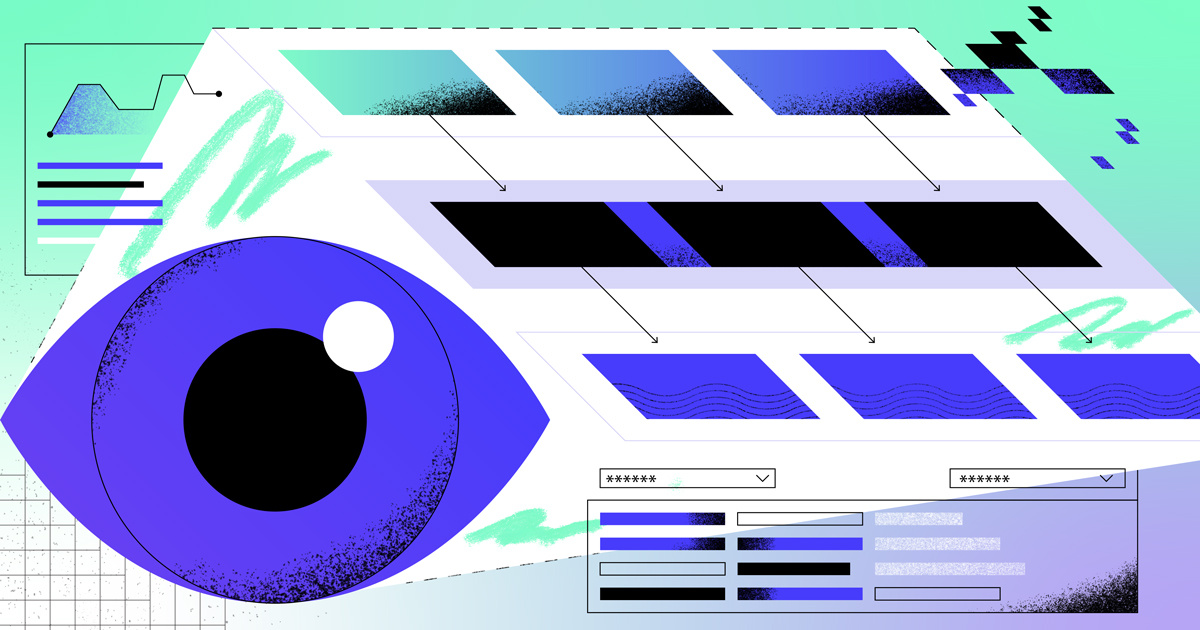 Observability Framework abstract app branding code conceptual design diagram eye flat icon illustration platform tech texture ui vector