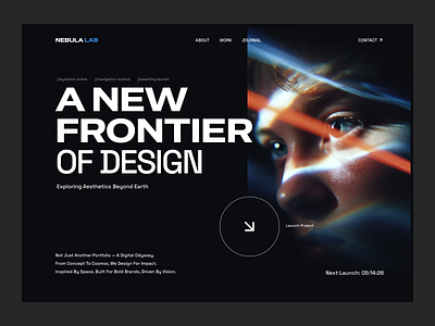 A New Frontier of Design — Cosmic UI Concept concept design cosmic dark mode experimental figma futuristic interactive design motion ready portfolio product ui space ui visual identity web design