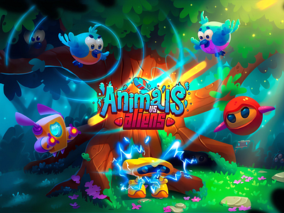 Animals vs Aliens - Mobile Game Logo Design & Animation banner design branding digital logo game banner game logo game logos games logo gaming logo logo logotype mobile game logo promo game promotional design