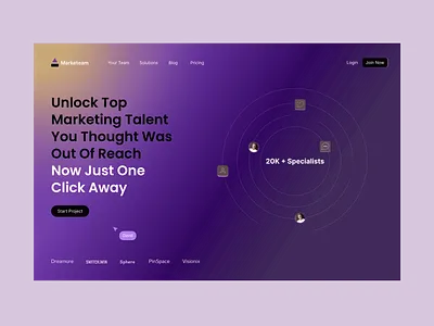 Website connecting Digital marketers hero section