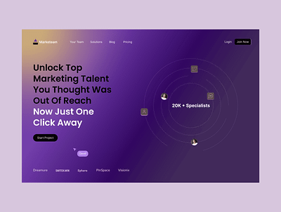 Website connecting Digital marketers hero section