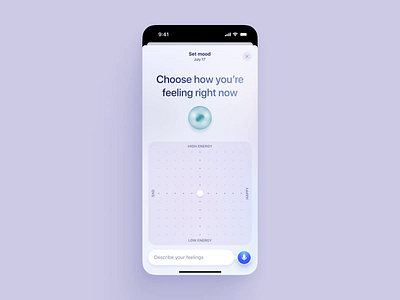 Mood Journal Tracker App ai ai tracker animation app blue design diary health interface ios journal mental health mobile mood mood journal mood tracker tracker ui wellness