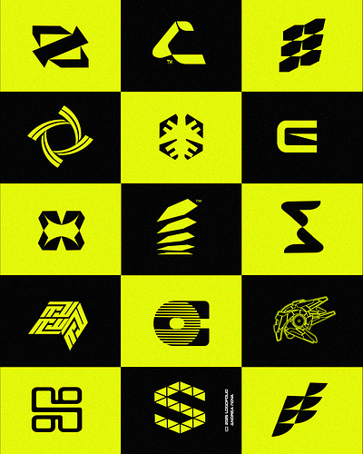 Logofolio Variant Black/Yellow app branding design graphic design illustration logo typography ui ux vector