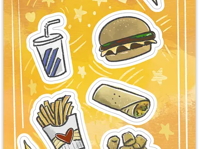 Fast Food Sticker Pack Illustration fast food illustration