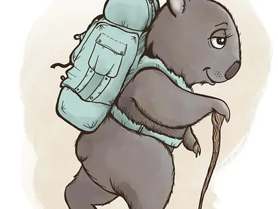 Wombat with backpack illustration illustration wombat