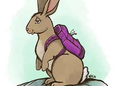 Bunny with backpack illustration bunny illustration