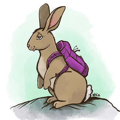 Bunny with backpack illustration bunny illustration