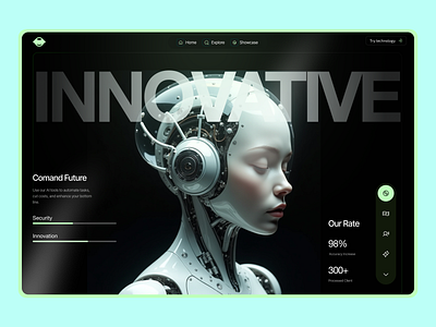 AI Visionary Interface ai automation platform ai design ai landing page design artificial intelligence website dark mode tech ui design figma futuristic ui design landing page robot ui concept ui uiux ux web design