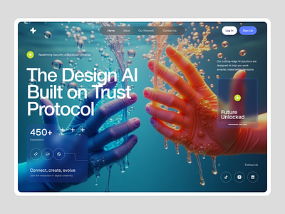 Trust Protocol UI blockchain ai design colorful 3d ui design creative ai platform crypto tech landing page design figma glassmorphism web design landing page landing page ui landing page ux modern tech website trust protocol ui ui uiux ux web design web3 landing page