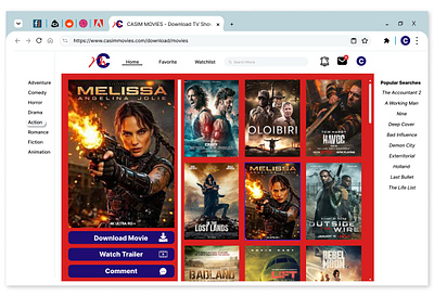 Movie Download Website Design on Desktop Screen graphic design logo ui