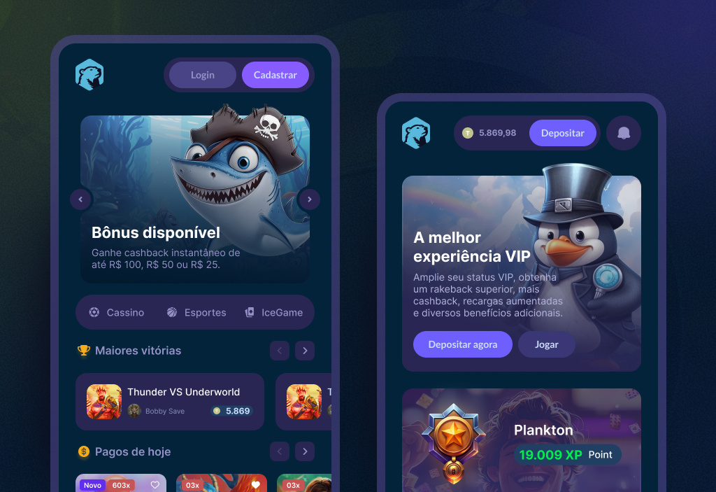 Ice Game Casino - Product Design casino game interface ui ux