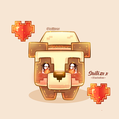 Panda Mincraft Kawaii Chibi by sailizv.v adorable adorable lovely artwork concept creative cute art design digitalart illustration