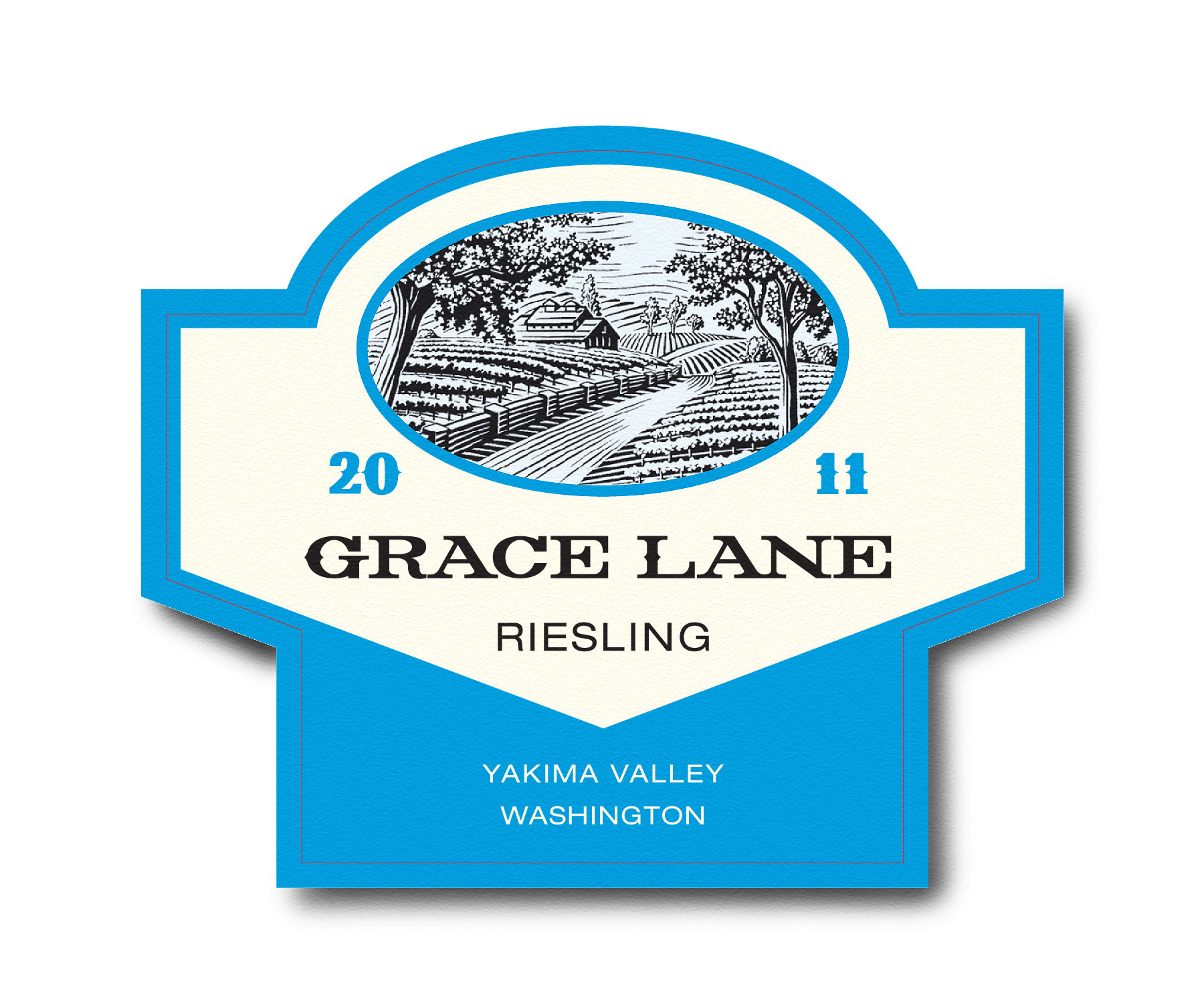 Grace Lane Wine label illustrated by Stev artwork branding design engraving etching illustration landscape line art linocut scratchboard steven noble vineyard wine wine label woodcut