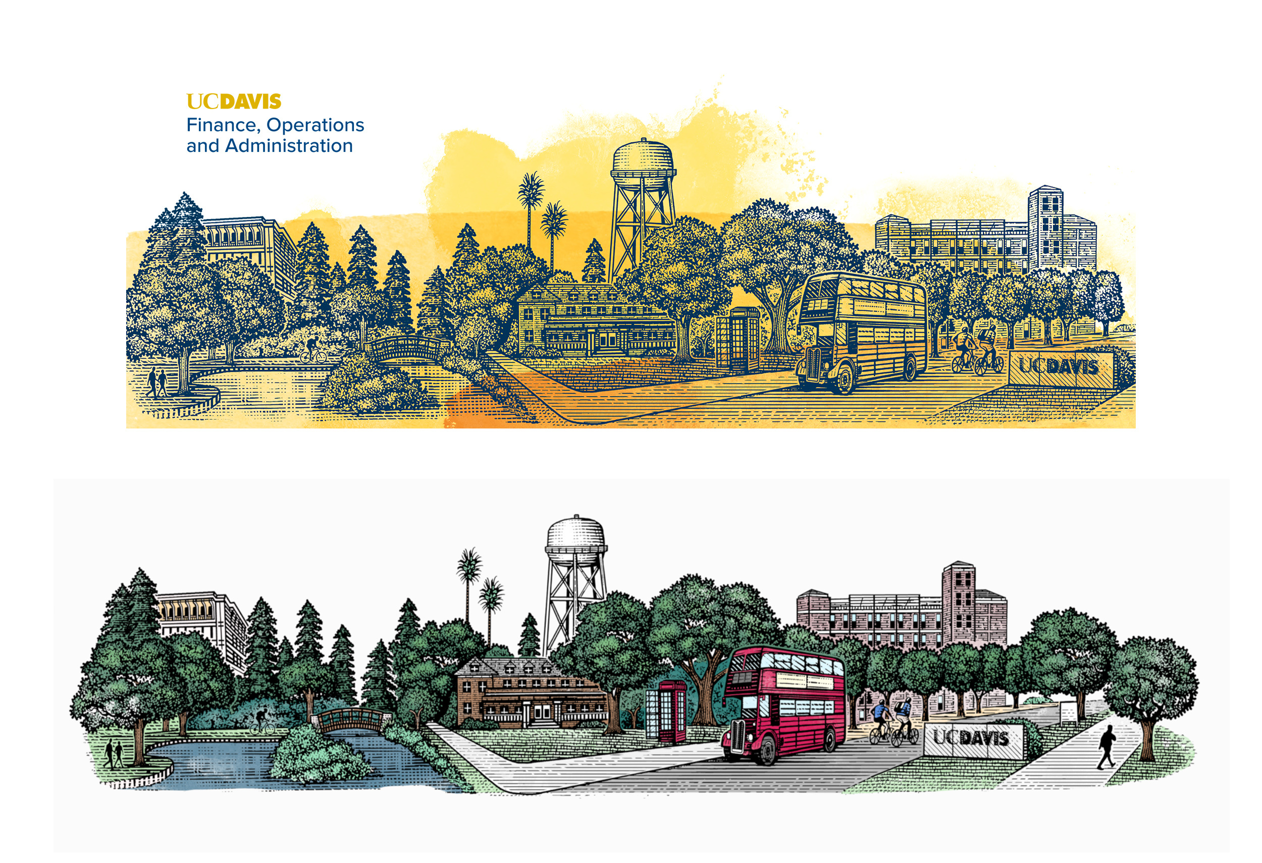 UC Davis Branding Illustrations by Steven Noble architecture artwork branding design drawing engraving etching illustration ink landscape line art scratchboard steven noble