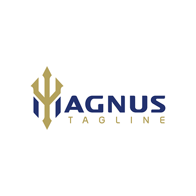 Letter M Trident Magnus Wordmark Logo for sale animation apparel branding buy clothing label exclusive for sale letter logo magnus neptune ocean poseidon premade professional purchase ready made trident wordmark